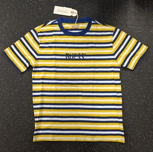 Guess Men’s Originals Striped Short Sleeve T-Shirt Multicolor Size M Yellow Blue